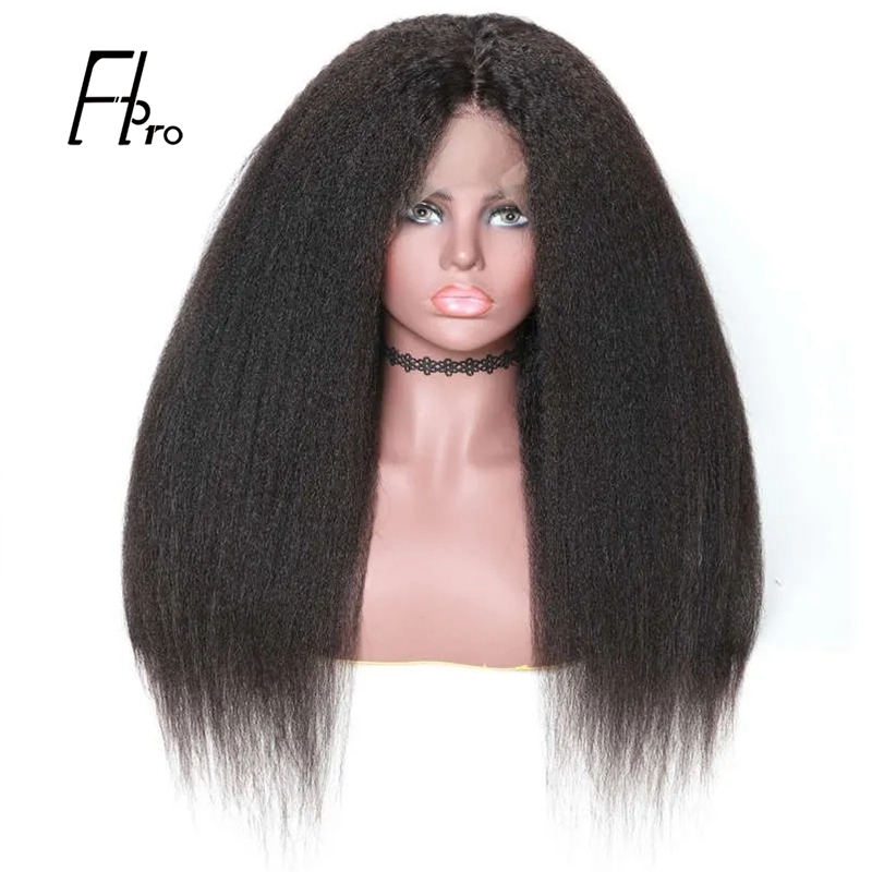 360 Lace Frontal Long Kinky Straight 150% Density Realistic Virgin Hair Wigs